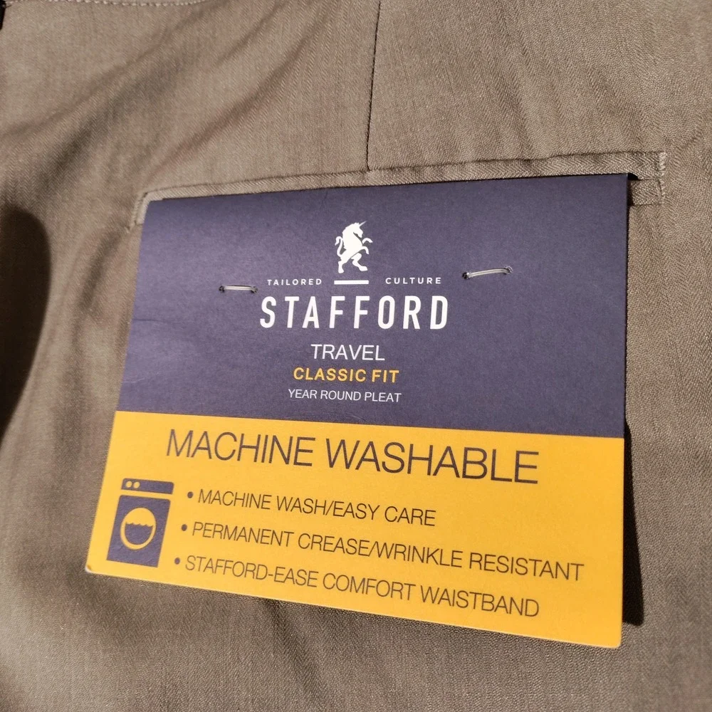 Stafford Travel Classic Fit Pleated Pants 38x29 (36